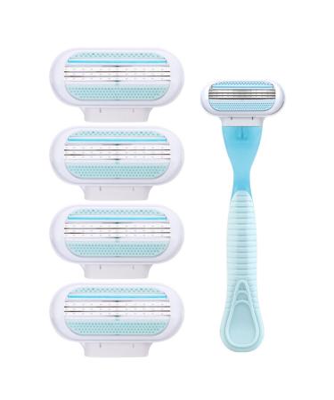 5 pieces of disposable razor women sensitive disposable razors women disposable razors for women with three blades 2-in-1-shaving refill shaving all body areas