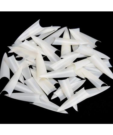 Noverlife 1200PCS C Curved Long Stiletto French False Nail Tips | 10 Sizes Half Cover Acrylic Claw Nails | Nail Art Fingernail Tips for Salon DIY | Clear & Natural - Buy Online on GoSupps.com