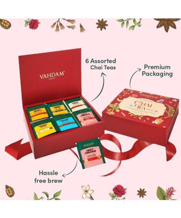 Vahdam Chai Tea Variety Pack | 6 Flavors 60 Pyramid Bags | Indian Masala Chai Blends | Perfect Gift for Tea Lovers - Buy Online on GoSupps.com