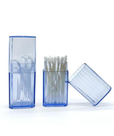 Cotton swabs container for trips 2 pieces of portable small cotton swabs Spend clear plastic cotton swabs Storage box with dust -tight lid for cotton dowels (blue)