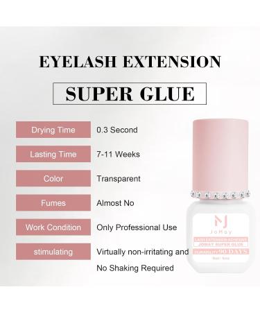 JoMay Extra Strong Eyelash Extension Glue - 0.3 Sec Dry 10-12 Weeks Retention Waterproof & Anti-Oil Professional Use Only - 5ML Black Lash Glue Kit - Buy Online on GoSupps.com