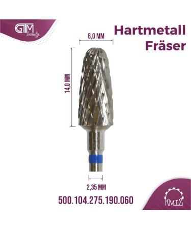 KMIZ Professional Hard Metal Milling Cutter Bit for Gel & Acrylic Nails - Blue Ring 500.104.275.190 - Ideal for Manicure & Pedicure - Buy Online on GoSupps.com