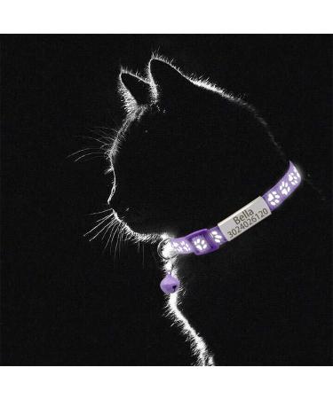 Senristar Personalised 2 Pack Reflective Cat Collar Custom Breakaway Cat Collars with Name Tag and Bell Anti-Lost Nameplate Cat Collar for Girls & Boys (Purple fit 8''-11.0'') fit 8''-11.0'' Purple - Buy Online on GoSupps.com