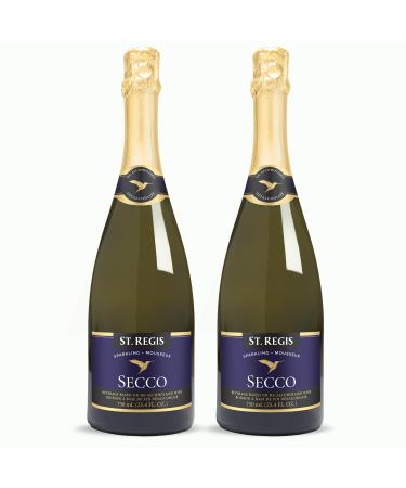 St. Regis Secco 2 Pack (2 x 750 ml Per Bottle) - Non Alcoholic Sparkling Wine - Low Carb and Low Sugar - Perfect Food Pairing - Ideal Wedding Gifts or Gift Baskets - Enjoy Life and Flavorful Wine