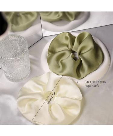 Cute Satin Hair Scrunchies - 10 Pack Floral Mini Scrunchies for Women and Girls in Sage Green, White, Pink - Soft Silk Like Elastic Hair Ties - Buy Online on GoSupps.com