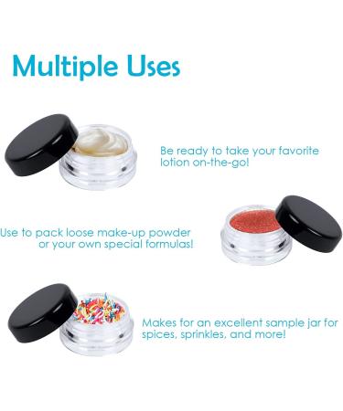 Houseables 3g Black Cosmetic Sample Jars, 50-Pack - BPA-Free Plastic Pots with Screw Cap Lid for Makeup, Nails, Jewelry - 3ml Empty Containers - Buy Online on GoSupps.com