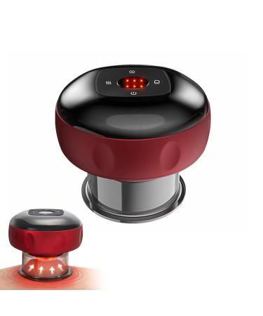 Electronic cupping therapy intelligent electrical cupperer Guasha device for pain relief cupping device massage device for the rear body (6 files red)