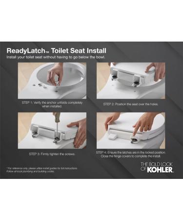 KOHLER 4636-RL-0 Cachet ReadyLatch Elongated Toilet Seat - White | Quiet Close & Ready Latch Technology - Buy Online on GoSupps.com