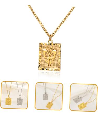 KOMBIUDA Butterfly Necklace Gold Necklace Pendant Vintage Jewelry Necklace for Men Square Golden Necklace Man Golden 53x1CM - Buy Online on GoSupps.com