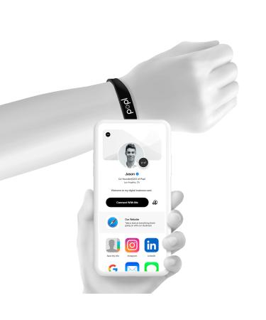 Popl Adjustable Silicone Wristband (New & Improved Clasp) - Digital Business Card - NFC Bracelet - Instantly Share Contact Info, Social Media, Payment, Apps & More (Black - Upgraded Clasp)
