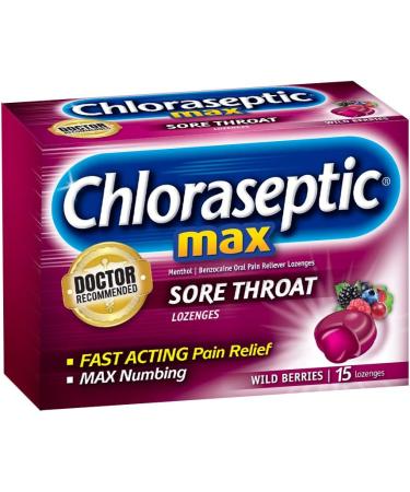 Chloraseptic Max Sore Throat Lozenges Wild Berries - 15 Count - Buy Online on GoSupps.com