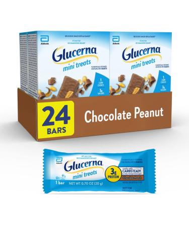 Glucerna Mini Treats, Diabetic Snack Replacement to Support Blood Sugar Management, 80 Calories, Chocolate Peanut, 6-Bar Pack, 24 Count