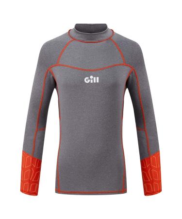 Gill Junior Kids Long Sleeve Pro Rash Guard Vest 50+ UV Sun Protection for All Water Sports Surfing Paddle Board Kayaking Grey Melange Medium