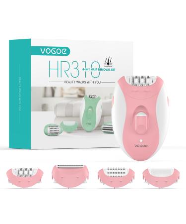 VOGOE Epilator for Women 4-in-1 Epilators Hair Removal with 2 Speeds Rechargeable & Cordless Razor Epilator 21 Tweezers Covered Electric Hair Remover for Face Legs Arms Armpit Bikini Pink