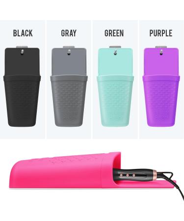 Silicone Holder for Curling & Flat Irons | Heat Resistant Pouch Organizer | Hot Pink | Hair Tool Accessory with Stainless Steel Hook - Buy Online on GoSupps.com
