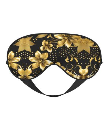 SSIMOO Black and Gold Flowers Print Ultra-Soft Light-Blocking Eye Mask for Optimal Comfort and Restful Sleep
