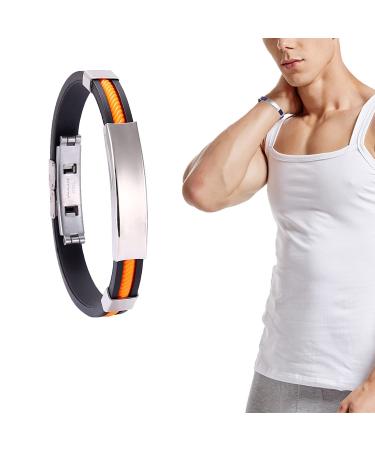 IONPRO Titaniumdetox Lympunclog Wristband Titanium Detox Lymph Unclog Wristband Titanium Lympunclog Magnetic Bracelet Lymph Detox Magnetic Bracelets Titanium Steel Bracelet for Men (Orange)