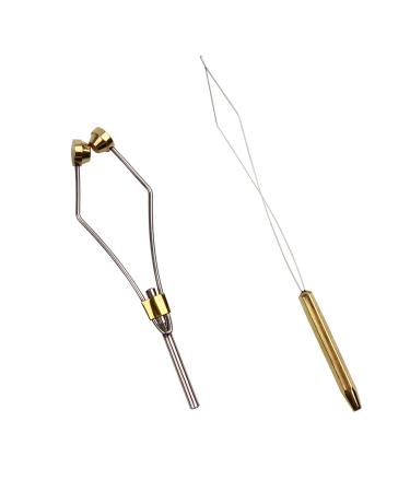 JSHANMEI Fly Tying Tools Stainless Steel Fly Tying Kit Bobbin Thread Holder, Wire Threader, Knot Whip Finisher, Fly Tying Bodkin, Hackle Plier Fly Tying Fishing Lures Making Accessories 2PCS Tool Kit