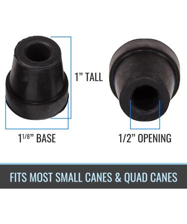 Durable Replacement Quad Cane Tips - Extra Stability, No-Slip Grip - 1/2 Inch (Pack of 4) - Buy Online on GoSupps.com