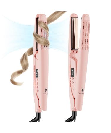MiroPure 360 Airflow Styler Curling Iron Titanium Flat Iron Hair Straightener and Curler 2 in 1 Professional Curing Wand with Ionic Aroma Cool Air 13 Adjustable Temps Dual Voltage for Long Hair