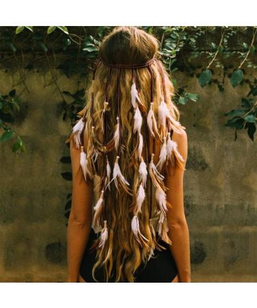 CAKURE Boho Feather Headbands Set - Handmade Indian Bridal Hair Accessories for Women and Girls - Buy Online on GoSupps.com