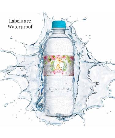 Watercolor Pink Dahlia Giraffe Baby Shower Waterproof Bottle Sticker Wrappers - Set of 20 (1.75 x 8.5) by AmandaCreation - Buy Online on GoSupps.com