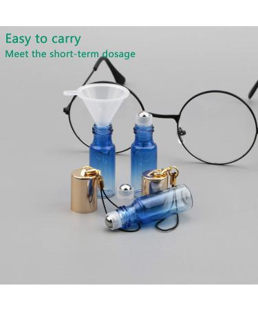 Rowiz 15PCS 5ml Blue Gradient Color Glass Roll on Bottles UV Protection Empty Sample Vial Essential Oil Glass Bottles with Stainless Steel Roller Balls and Golden Screwcap with Buckle - Buy Online on GoSupps.com