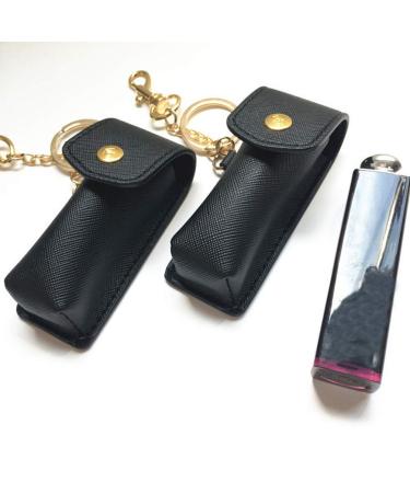 Black Keychain Holder Set - 2 Lipstick & Lip Balm Holders with Keychain | Stylish & Functional Organizer - Buy Online on GoSupps.com