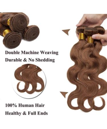 SEGO 100% Remy Human Hair Bundles | Brazilian Body Wave Weave Extensions - Light Brown 14 - Buy Online on GoSupps.com