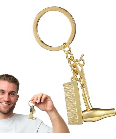 Scissor Comb Pendant Keychain Scissor Comb Pendant Keychain Hairdressing Hair Dryer Stylish Pendant For Salon Graduation Gold - Buy Online on GoSupps.com