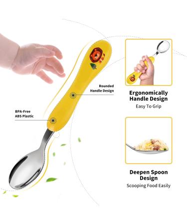 Lehoo Castle 6pcs Stainless Steel Toddler Fork and Spoon Set - Children's Cutlery Flatware in Blue/Yellow - Buy Online on GoSupps.com