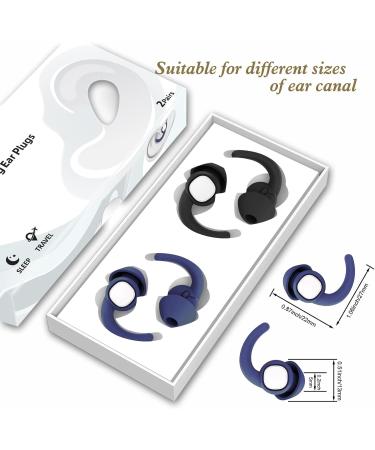 Reusable Silicone Ear Plugs for Sleeping & Hearing Protection - 2 Pairs, Noise Canceling & Waterproof - Perfect for Sleeping, Swimming, Studying, Traveling, Concerts - Black & Dark Blue - 1 Count - Buy Online on GoSupps.com