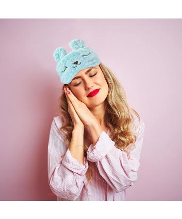 ULIFEMALL Cute 10 Rabbit Blue Sleeping Mask - Soft Fluffy Plush Bunny Blindfold for Kids, Girls, Boys, Women - Perfect for Night, Nap, Travel, Meditation - Buy Online on GoSupps.com