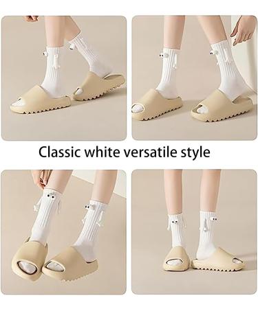 Innovative INHLUGLK Couple Holding Hands Socks - Magnetic Suction 3D Doll Design | Friendship Magnet Unisex Socks | White 3 Pair - Buy Online on GoSupps.com