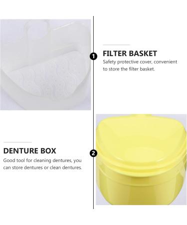Exceart Prosthesis Care Box - Cleaning Brush & Container for Denture Care | Travel-Friendly | Durable Yellow Plastic - Buy Online on GoSupps.com