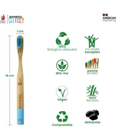 Bamboo Clean Kids Bamboo Toothbrushes - Soft Bristle BPA-Free Eco-Friendly Biodegradable Set of 6 for Children - Buy Online on GoSupps.com