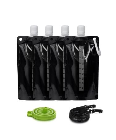 Hillside-Kit Plastic Flasks Concealable and Reusable Drink Bags 8OZ Leak-Proof BPA-Free Flasks for Travel Outdoor Sports Black