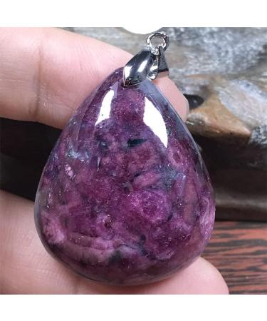 Natural Ruby Zoisite Pendant - Rare Red Green Crystal Jewelry for Luck & Wealth | 35x28x11mm Silver Beads - Perfect Gift for Men & Women - Buy Online on GoSupps.com