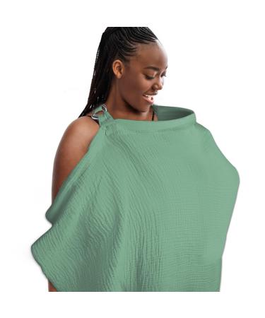 Nursing Cover for Breastfeeding Breathable Cotton Breast Feeding Covers for Baby Soft Car Seat Blanket Stroller Coverall Sunshade(Geen) Green