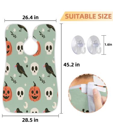 Halloween Pumpkin Crow Skull Beard Bib Apron - Non-Stick Waterproof Beard Catcher for Men Perfect Grooming Cloth with Suction Cups Ideal Gifts for Men - Buy Online on GoSupps.com