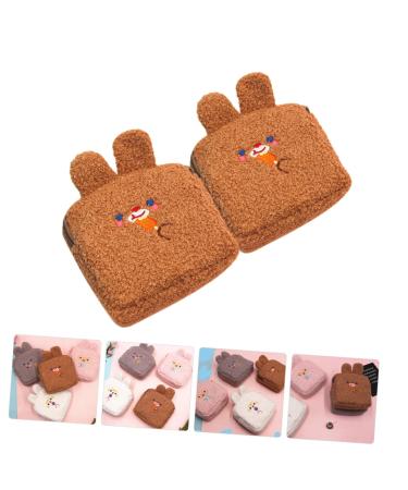 SOLUSTRE 2pcs Plush Coin Purse and Makeup Bag Set | Tampon & Pad Holder | Cute Light Brown Cosmetic Storage Pouch - Buy Online on GoSupps.com