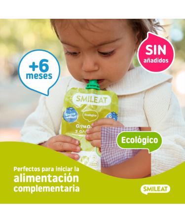 Smileat Organic Fruit Pouch no added salt or sugar gluten-free. Convenient snack for children avocado and blueberry flavor. - Buy Online on GoSupps.com