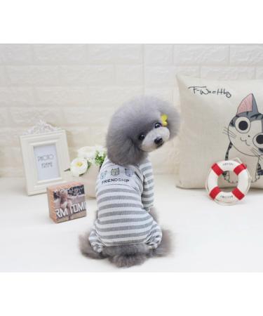 Zunea Striped Cotton Pajamas for Small Dogs & Cats | Cozy Autumn Dog Clothing & Outfits - Size M Gray - Buy Online on GoSupps.com