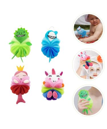 Beaupretty Kids Bath Loofah Sponge Set - Animal Cartoon Bath Balls for Children - Spa Puff Scrubber for Gentle Body Cleanse - Buy Online on GoSupps.com
