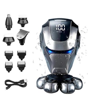 Head Shavers for Bald Men 5 in 1 Electric Head Shaver Head Shaver with Nose Hair Sideburns Trimmer Face Brush 7D Rotary Shaver with LED Display
