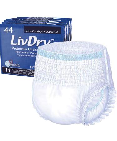 LivDry Adult Incontinence Underwear, Extra Absorbency Adult Diapers, Leak Protection (XXX-Large (44 Count)) 3X-Large (44 Count)