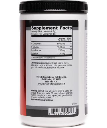 Beverly International Glutamine Select 60 Servings - Clinically Dosed BCAA and Glutamine Formula for Lean Muscle & Recovery - Sugar-Free - Black Cherry - Buy Online on GoSupps.com