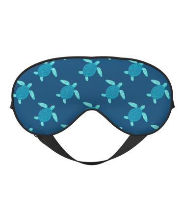Cute Turtle Print Sleep Eye Mask Blindfold with Elastic Strap Headband Soft Eye Cover Eyeshade for Night Sleeping Travel