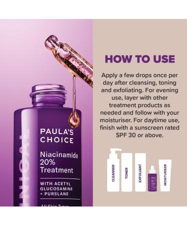 Paula's Choice CLINICAL Niacinamide 20% Treatment - Serum Tightens & Minimises Enlarged Pores - Fades Brown Spots & Brightens Skin with Vitamin C - All Skin Types - 20 ml - Buy Online on GoSupps.com