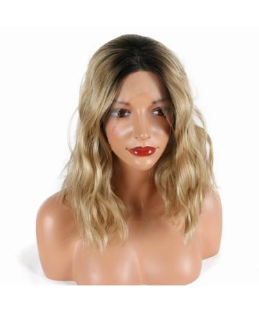 Yinuozhogntian 14" Ombre Blonde Short Bob Wig - Heat Resistant Synthetic Lace Front for Women & Drag Queens - Buy Online on GoSupps.com